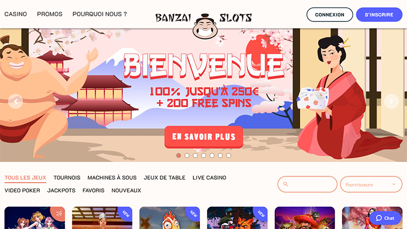 Interface Banzai Slots Casino