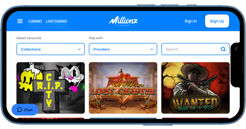 Jouer sur mobile à Millionz Casino